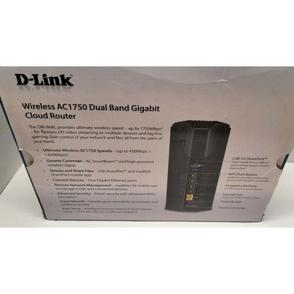 New D-Link DIR-868L Wireless AC1750 Dual Band Gigabit Cloud Router - Picture 2 of 3